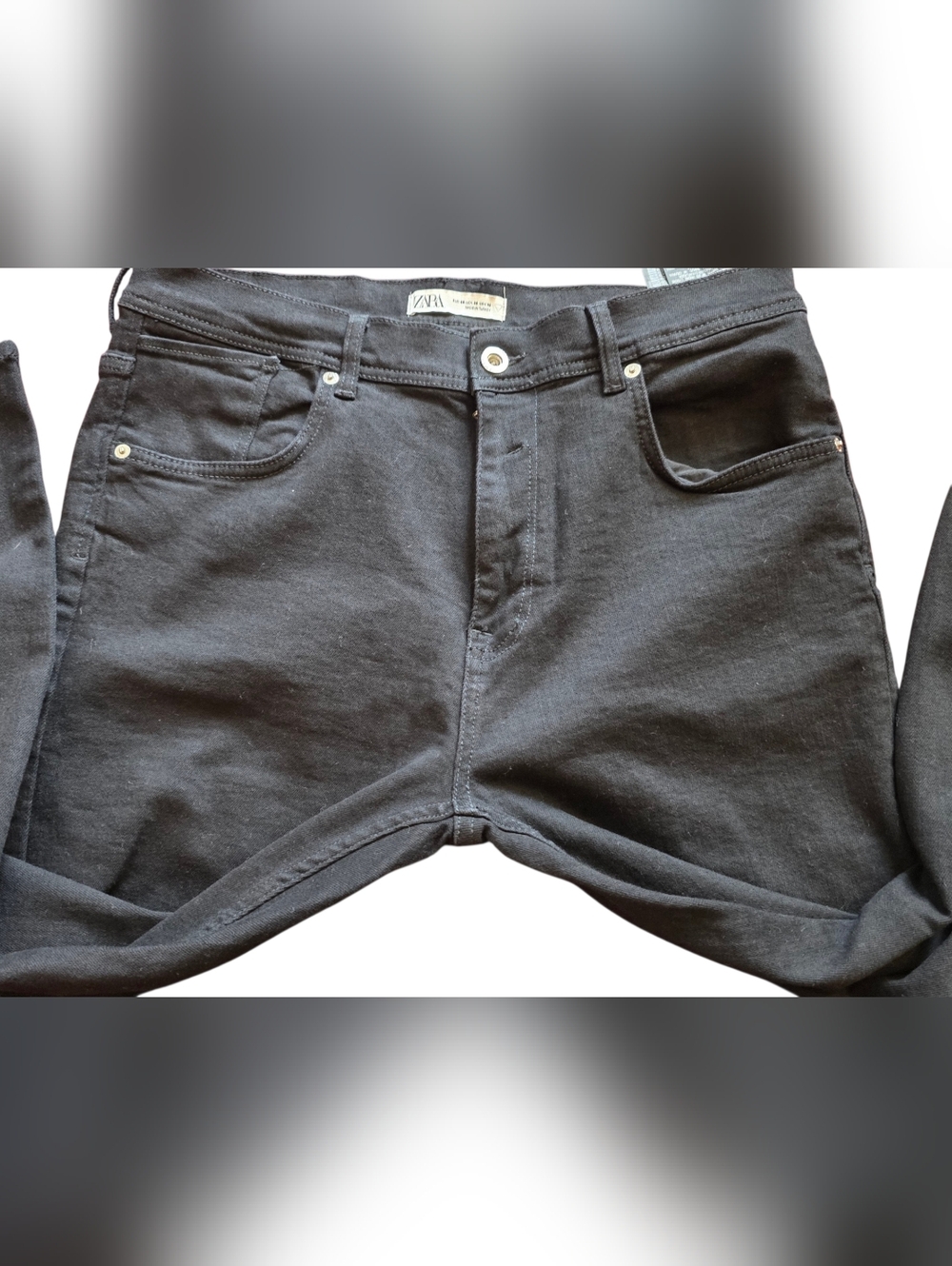 Zara Man Size 36 Black Denim Jeans with Silver Button Classic Style - Picture 6 of 9